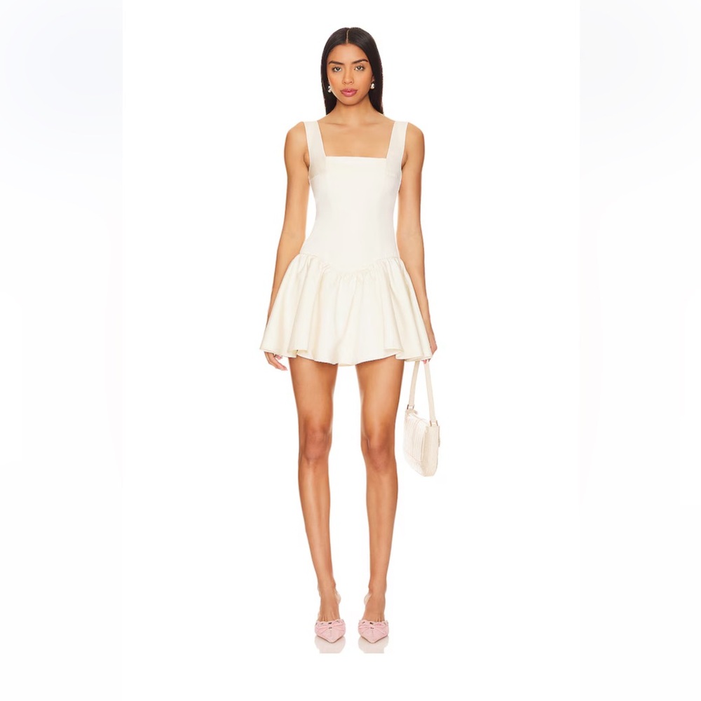 Revolve We Wore What Corset Peplum Mini Dress ECru cream size 2 NWT